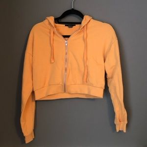 Orange cropped zip up hoodie small